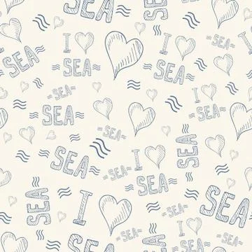 Sea seamless pattern Illustrazione stock