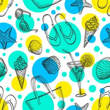 Sea seamless pattern Illustrazione stock