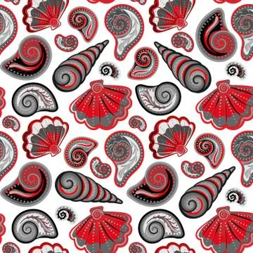 Sea seamless pattern. Original hand drawn illustration in vintage style. Beach Stock Illustration