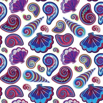 Sea seamless pattern. Original hand drawn illustration in vintage style. Beach Illustrazione stock