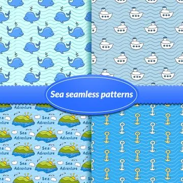 For sea seamless patterns Stock Illustration
