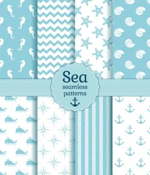 Sea seamless patterns. Vector collection. イラスト素材