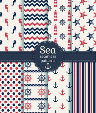 Sea seamless patterns. Vector collection. Stockillustratie