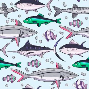Sea seamless vector pattern. Illustrazione stock