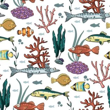 Sea seamless vector pattern. Stock Illustration