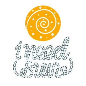 Sea seashell simple styling print. Two color. Quote lettering with sea rope Stock Illustration