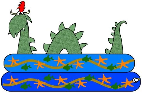 Sea serpent in a kiddie pool Stock Illustration