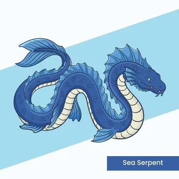 Sea Serpent Mythical Monster Vector - Legendary Dragon Creature Illustratio.. Ilustración de archivo