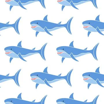 Sea sharks seamless pattern Stock Illustration