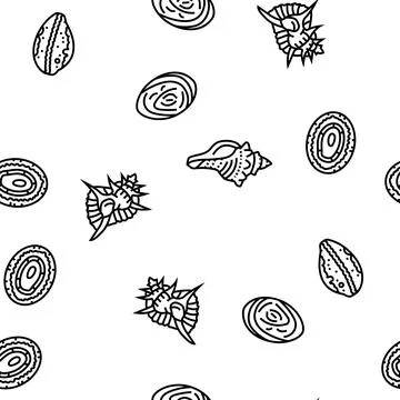 Sea shell beach summer ocean vector seamless pattern 스톡 일러스트