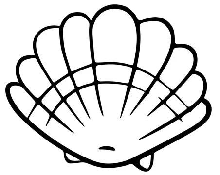 Sea shell black silhouette vector icon marine beach graphic element. Stock Illustration