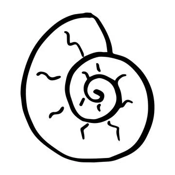 The sea shell doodle simple silhouette icon, vector Stock Illustration