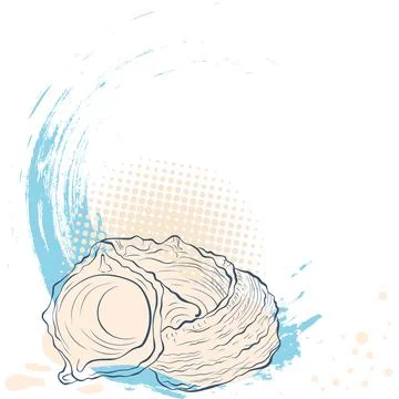 Sea shell on grunge spotted background Stock Illustration