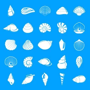 Sea shell icons set, simple style Stock Illustration
