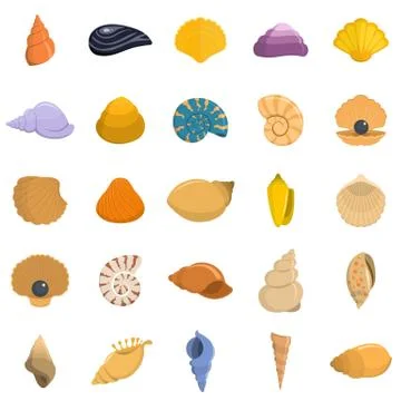 Sea shell icons set vector isolated Stock Illustration