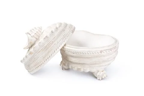Sea shell interior decor isolated on white Foto stock