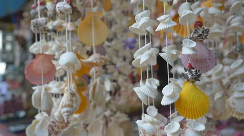 Sea shell mobile hand craft Video stock 49166747