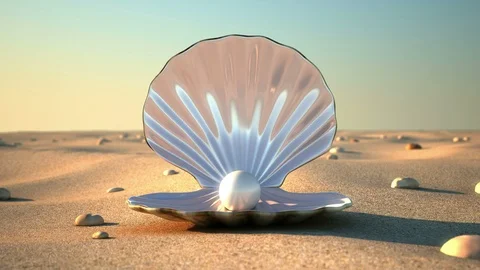 Sea shell Opening with a Pearl 4K Stock Footage