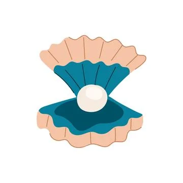Sea shell pearl cartoon vector illustration Stock Illustration