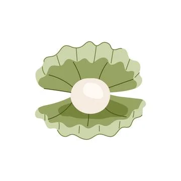 Sea shell pearl cartoon vector illustration Stock Illustration