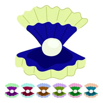 Sea shell pearl vector cartoon graphic イラスト素材
