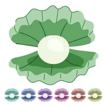 Sea shell pearl vector cartoon graphic イラスト素材
