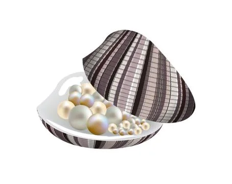 Sea shell with pearls inside Stock Illustration