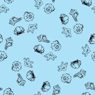 Sea shell seamless pattern. Illustrazione stock