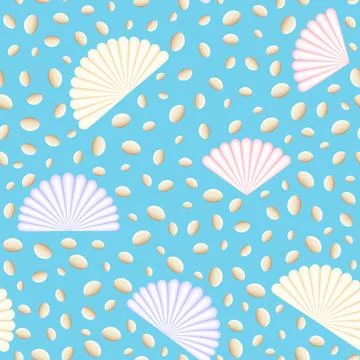 Sea shell seamless pattern. Stock Illustration