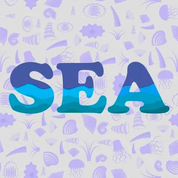 Sea Shell Silhouette Seamless Pattern 스톡 일러스트