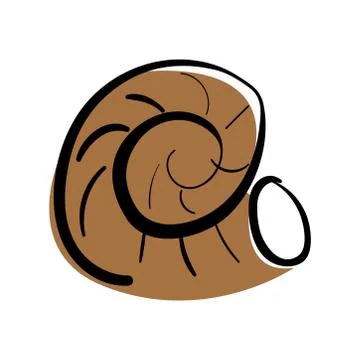 Sea shell. Vector doodle illustration. Isolated on white. Stock Illustration