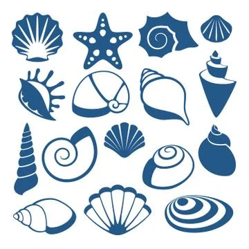 Sea shell vector silhouette icons 스톡 일러스트