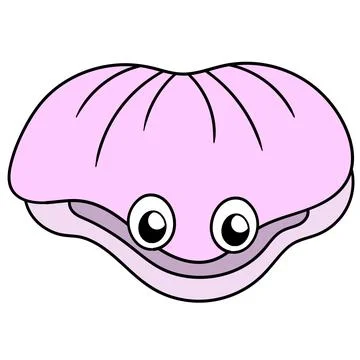 Sea shells with cute faces Stock Illustration