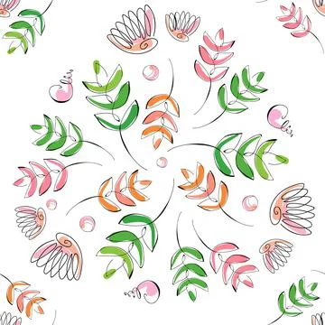 Sea shells doodles handdrawn pattern 스톡 일러스트