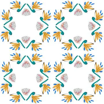 Sea shells doodles handdrawn pattern Stock Illustration