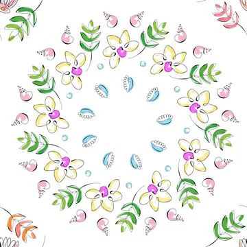 Sea shells doodles handdrawn pattern Stockillustratie