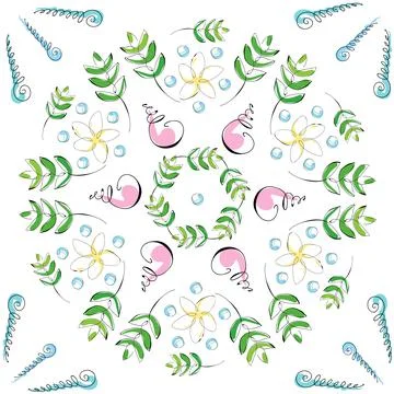 Sea shells doodles handdrawn pattern Illustrazione stock