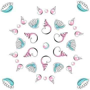 Sea shells doodles 스톡 일러스트