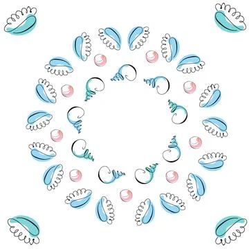 Sea shells doodles 스톡 일러스트