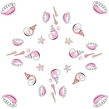 Sea shells doodles Stock Illustration