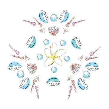 Sea shells doodles Illustrazione stock