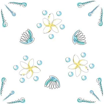 Sea shells doodles Stock Illustration