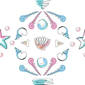 Sea shells doodles 스톡 일러스트