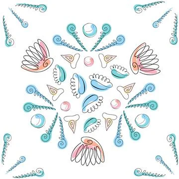 Sea shells doodles Illustrazione stock