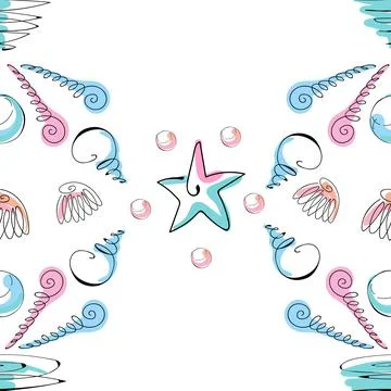 Sea shells doodles Illustrazione stock