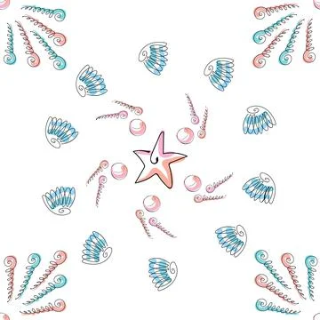 Sea shells doodles 스톡 일러스트