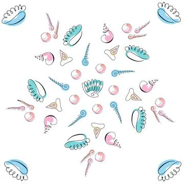 Sea shells doodles 스톡 일러스트