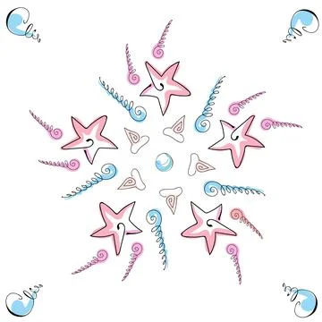 Sea shells doodles Illustrazione stock