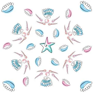 Sea shells doodles 스톡 일러스트