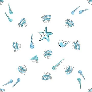 Sea shells doodles Illustrazione stock